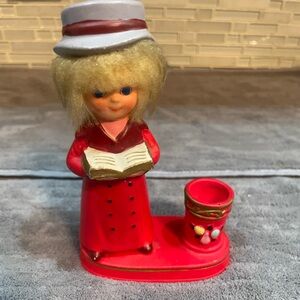 Vtg Napcoware Japan Christmas Boy Figurine Candle Holder 5" Tall X-7975